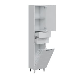 Напольный шкаф-пенал Санта Родос 506005 40 см с бельевой корзиной белый